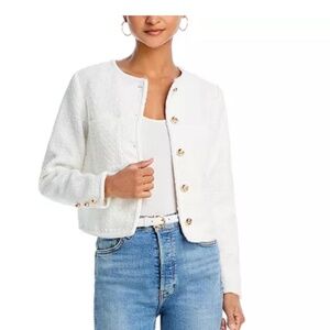 AQUA Tweed Jacket – White, Size L (NWT)